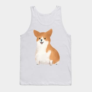 Cute Corgi Watercolor Illustration Tank Top